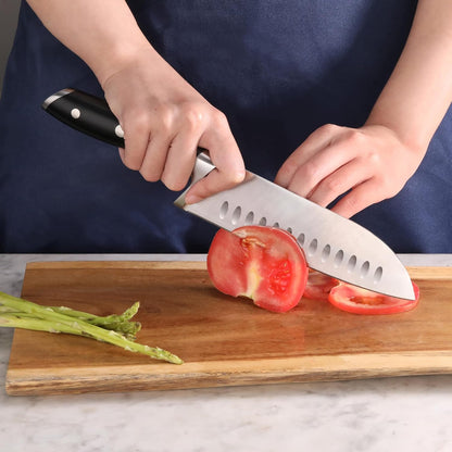 Cangshan ALPS Series 502742 German Steel Forged 7-inch Santoku Knife with Sheath, Black