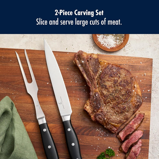 x EMERIL Lagasse The Nola Collection Razor-Sharp German 2-pc Carving Knife Set, Made in Company-Owned German Factory with Special Formula Steel perfected for almost 300 Years, Dishwasher Safe
