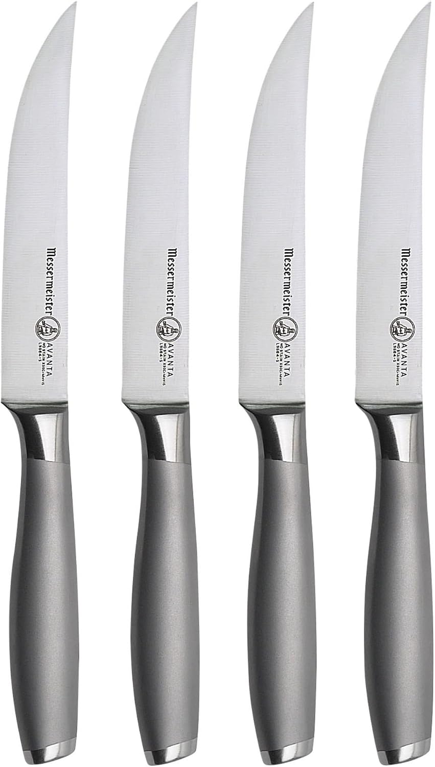 Avanta Forged 5” Fine Edge Steak Knife Set - German X50 Stainless Steel - Rust Resistant & Easy to Maintain - Includes 4 Steak Knives