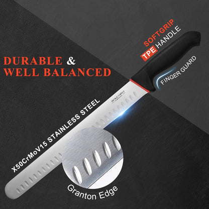 12" Carving Slicing Knife, Sharp Ham Slicer for Meat & BBQ | Razor-Sharp 12" Carving Blade, Ergonomic Non-Slip Handle, High-Carbon Stainless Steel, Versatile for Meats & Vegetables.