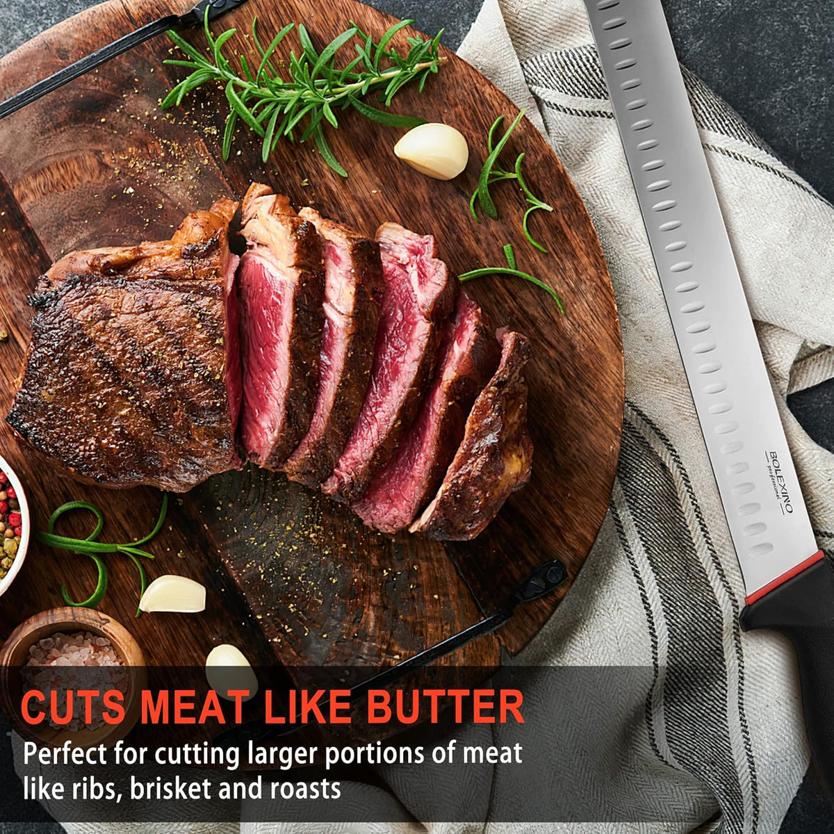 12" Carving Slicing Knife, Sharp Ham Slicer for Meat & BBQ | Razor-Sharp 12" Carving Blade, Ergonomic Non-Slip Handle, High-Carbon Stainless Steel, Versatile for Meats & Vegetables.