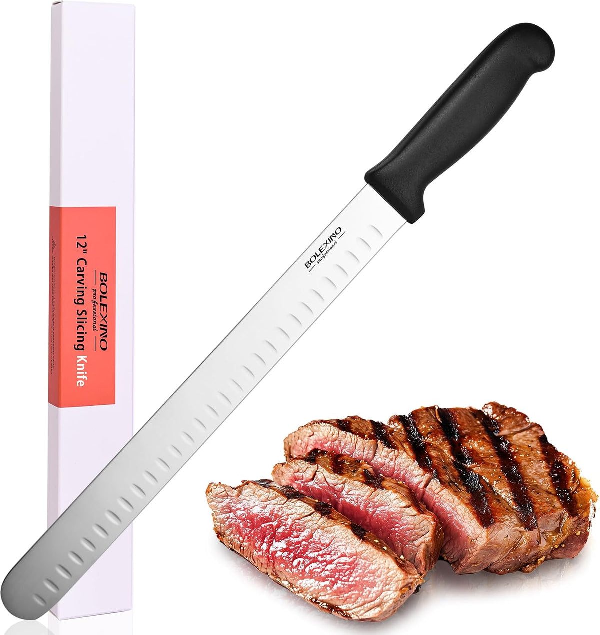 12" Carving Slicing Knife, Sharp Ham Slicer for Meat & BBQ | Razor-Sharp 12" Carving Blade, Ergonomic Non-Slip Handle, High-Carbon Stainless Steel, Versatile for Meats & Vegetables.