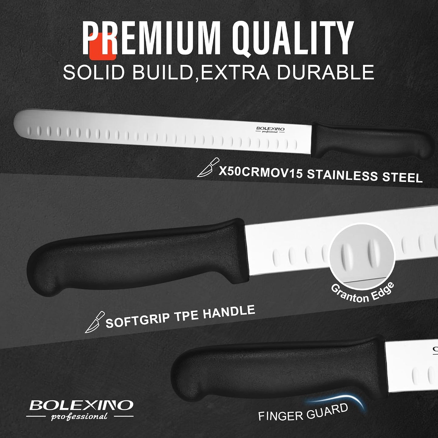 12" Carving Slicing Knife, Sharp Ham Slicer for Meat & BBQ | Razor-Sharp 12" Carving Blade, Ergonomic Non-Slip Handle, High-Carbon Stainless Steel, Versatile for Meats & Vegetables.
