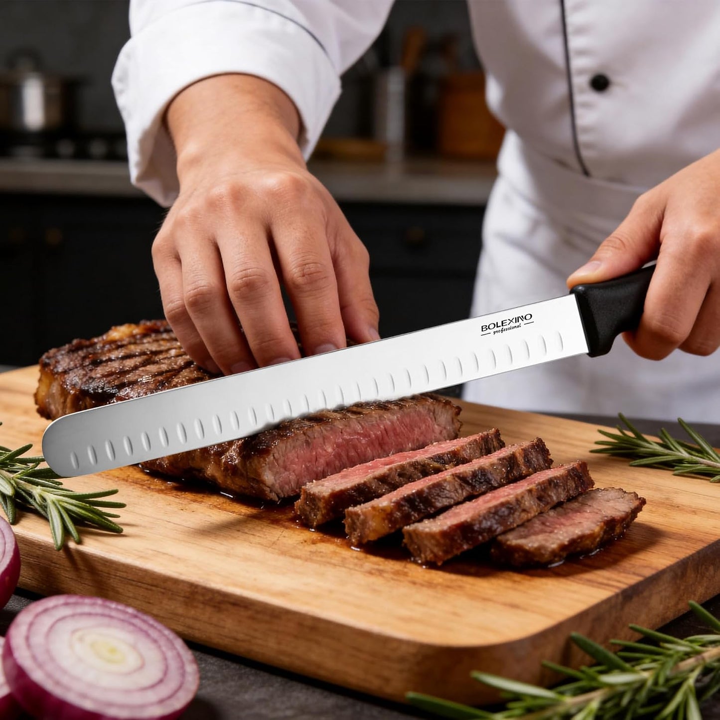 12" Carving Slicing Knife, Sharp Ham Slicer for Meat & BBQ | Razor-Sharp 12" Carving Blade, Ergonomic Non-Slip Handle, High-Carbon Stainless Steel, Versatile for Meats & Vegetables.