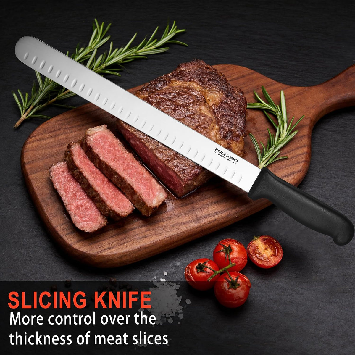 12" Carving Slicing Knife, Sharp Ham Slicer for Meat & BBQ | Razor-Sharp 12" Carving Blade, Ergonomic Non-Slip Handle, High-Carbon Stainless Steel, Versatile for Meats & Vegetables.