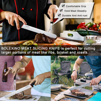12" Carving Slicing Knife, Sharp Ham Slicer for Meat & BBQ | Razor-Sharp 12" Carving Blade, Ergonomic Non-Slip Handle, High-Carbon Stainless Steel, Versatile for Meats & Vegetables.
