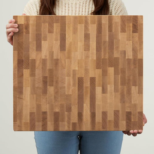 Premium Wooden Cutting Board 16x18x1.75 - Handcrafted North American Hardwood End Grain with Feet - Charcuterie/Wedding Gift - Made in USA