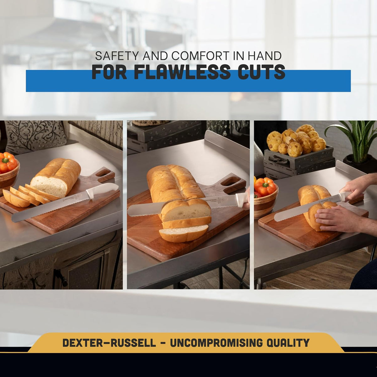 SofGrip 12" Scalloped Roast Slicer Knife | 24243 | High-Carbon DEXSTEEL Blade | Non-Slip Soft Rubber Grip Handle | NSF Certified, Stain-Free, Made in USA