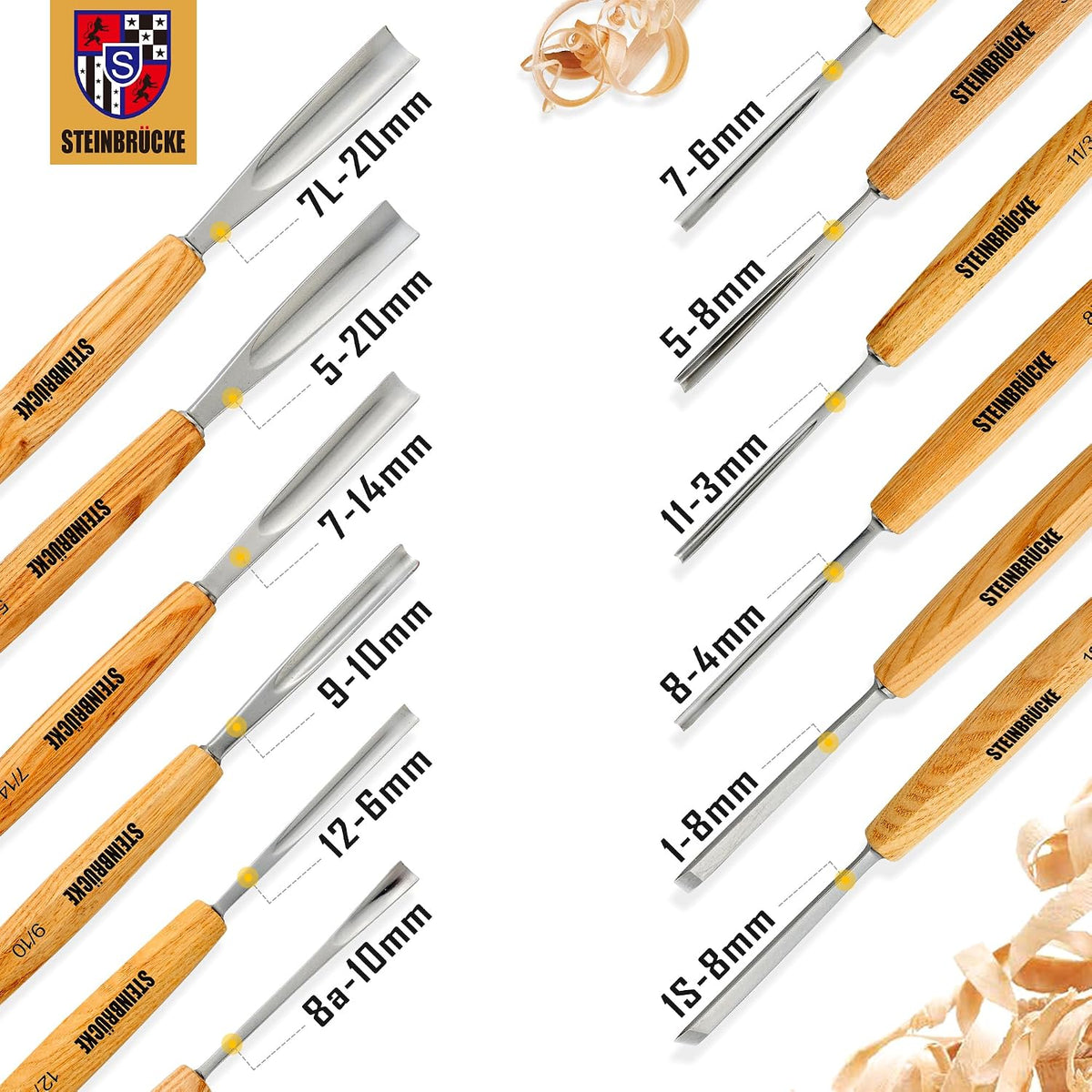 Wood Carving Kit, Wood Carving Tools Set of 12 Chisels and Mallet with Canvas Case Gouges, Wood Whittling Kinves Kit, Carving Knife Set, Woodworking Chisel Set for Beginners, Professionals