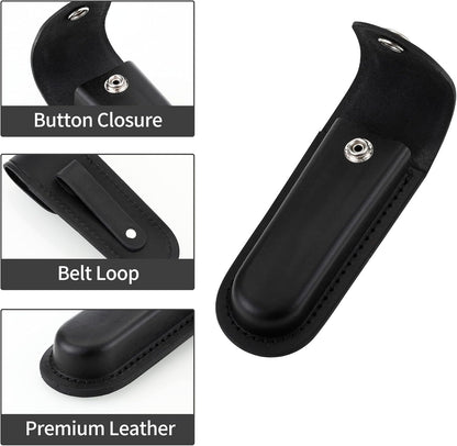 Pocket Knife Sheath, 5" Folding Pocket EDC Knife Case, Portable Pouch Knife Leather Holster with Snap Closure and Belt Loop, Accessory for Outdoor Climbing, Camping, Cycling and Hiking, Black