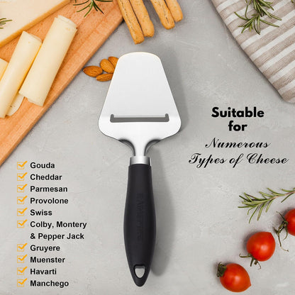 Upgraded Non-Stick Cheese Slicers for Block Cheese Multi-Functional Cheese Cutter for Mozzarella, Cheddar, Gruyere Charcuterie Accessories Dishwasher Safe Kitchen Tools, Black