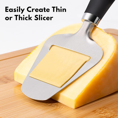 Upgraded Non-Stick Cheese Slicers for Block Cheese Multi-Functional Cheese Cutter for Mozzarella, Cheddar, Gruyere Charcuterie Accessories Dishwasher Safe Kitchen Tools, Black