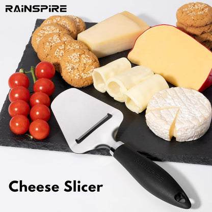 Upgraded Non-Stick Cheese Slicers for Block Cheese Multi-Functional Cheese Cutter for Mozzarella, Cheddar, Gruyere Charcuterie Accessories Dishwasher Safe Kitchen Tools, Black