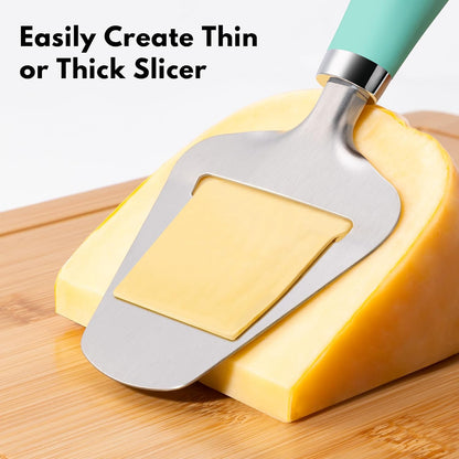 Upgraded Non-Stick Cheese Slicers for Block Cheese Multi-Functional Cheese Cutter for Mozzarella, Cheddar, Gruyere Charcuterie Accessories Dishwasher Safe Kitchen Tools, Black