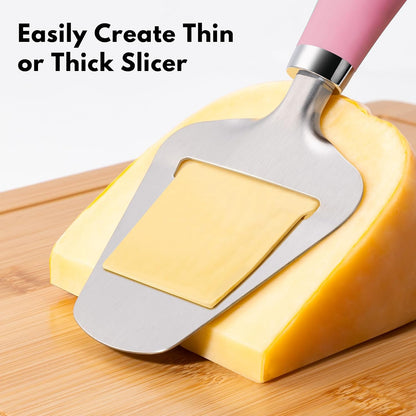Upgraded Non-Stick Cheese Slicers for Block Cheese Multi-Functional Cheese Cutter for Mozzarella, Cheddar, Gruyere Charcuterie Accessories Dishwasher Safe Kitchen Tools, Black