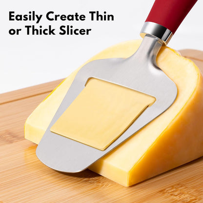 Upgraded Non-Stick Cheese Slicers for Block Cheese Multi-Functional Cheese Cutter for Mozzarella, Cheddar, Gruyere Charcuterie Accessories Dishwasher Safe Kitchen Tools, Black