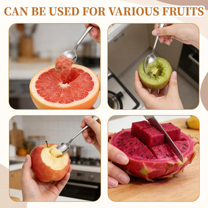 6Pcs Grapefruit Spoon, Grapefruit Spoon Knife Set with Serrat Edge