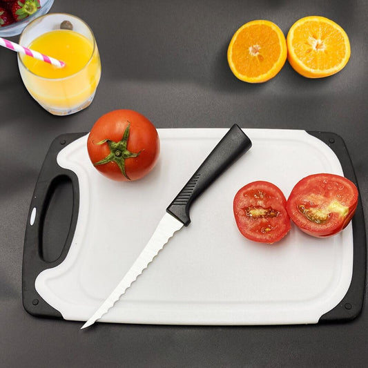 5" Serrated Tomato Knife with Non-slip Handle - German Steel Blade Tomato Slicer| Ultra-Sharp Stainless Steel Kitchen Knife for Slicing Tomatoes, Onions & Soft Fruits | Dishwasher Safe