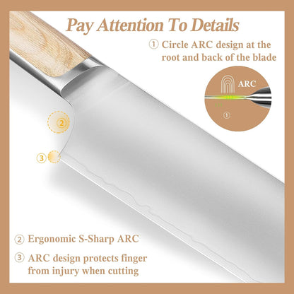 7" Japanese Nakiri Knife, Japanese High Carbon Stainless Steel Chef Knife, Multipurpose Meat Vegetable Sharp Kitchen Knife with Ergonomic Pakkawood Handle