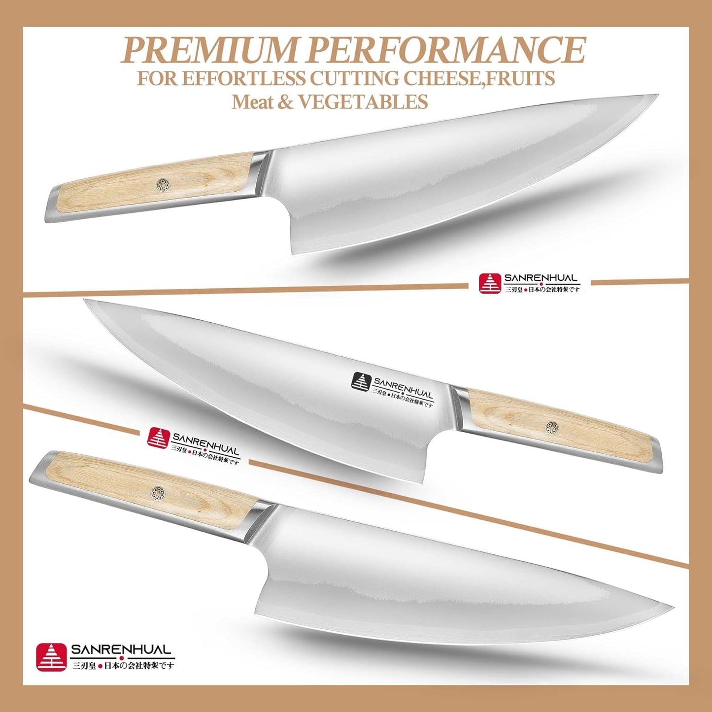 7" Japanese Nakiri Knife, Japanese High Carbon Stainless Steel Chef Knife, Multipurpose Meat Vegetable Sharp Kitchen Knife with Ergonomic Pakkawood Handle