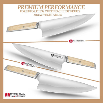 7" Japanese Nakiri Knife, Japanese High Carbon Stainless Steel Chef Knife, Multipurpose Meat Vegetable Sharp Kitchen Knife with Ergonomic Pakkawood Handle