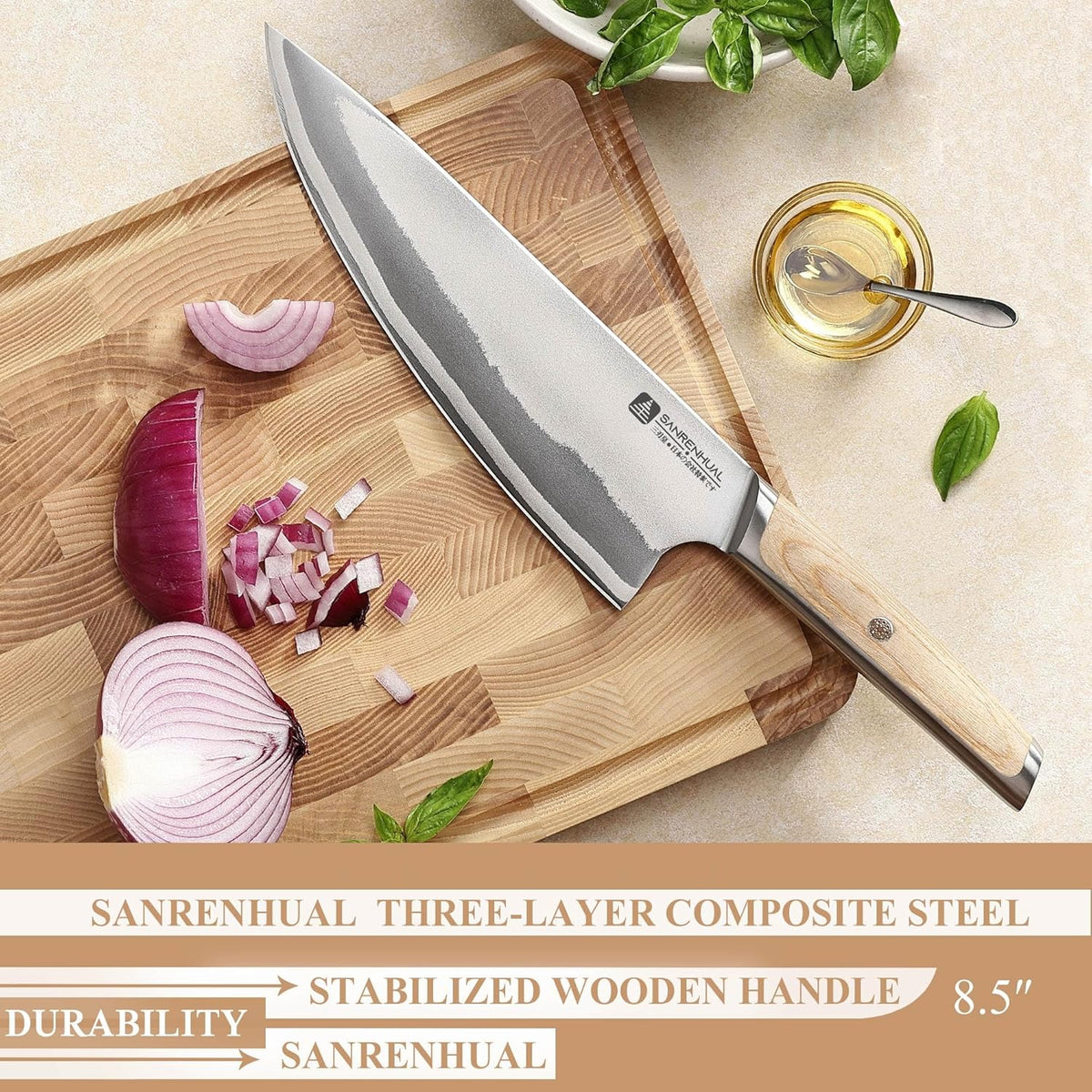 7" Japanese Nakiri Knife, Japanese High Carbon Stainless Steel Chef Knife, Multipurpose Meat Vegetable Sharp Kitchen Knife with Ergonomic Pakkawood Handle