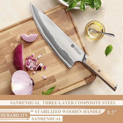 7" Japanese Nakiri Knife, Japanese High Carbon Stainless Steel Chef Knife, Multipurpose Meat Vegetable Sharp Kitchen Knife with Ergonomic Pakkawood Handle