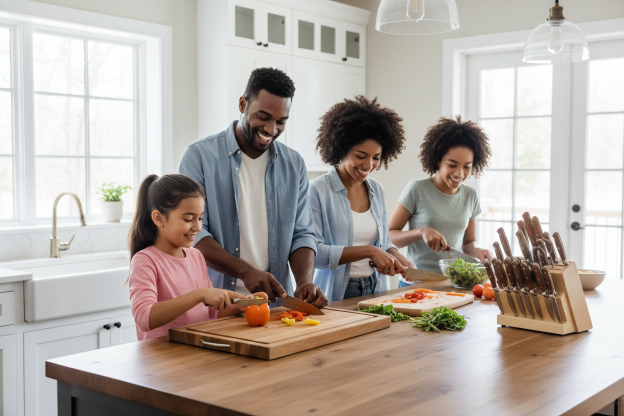 Family with Girl Cooking