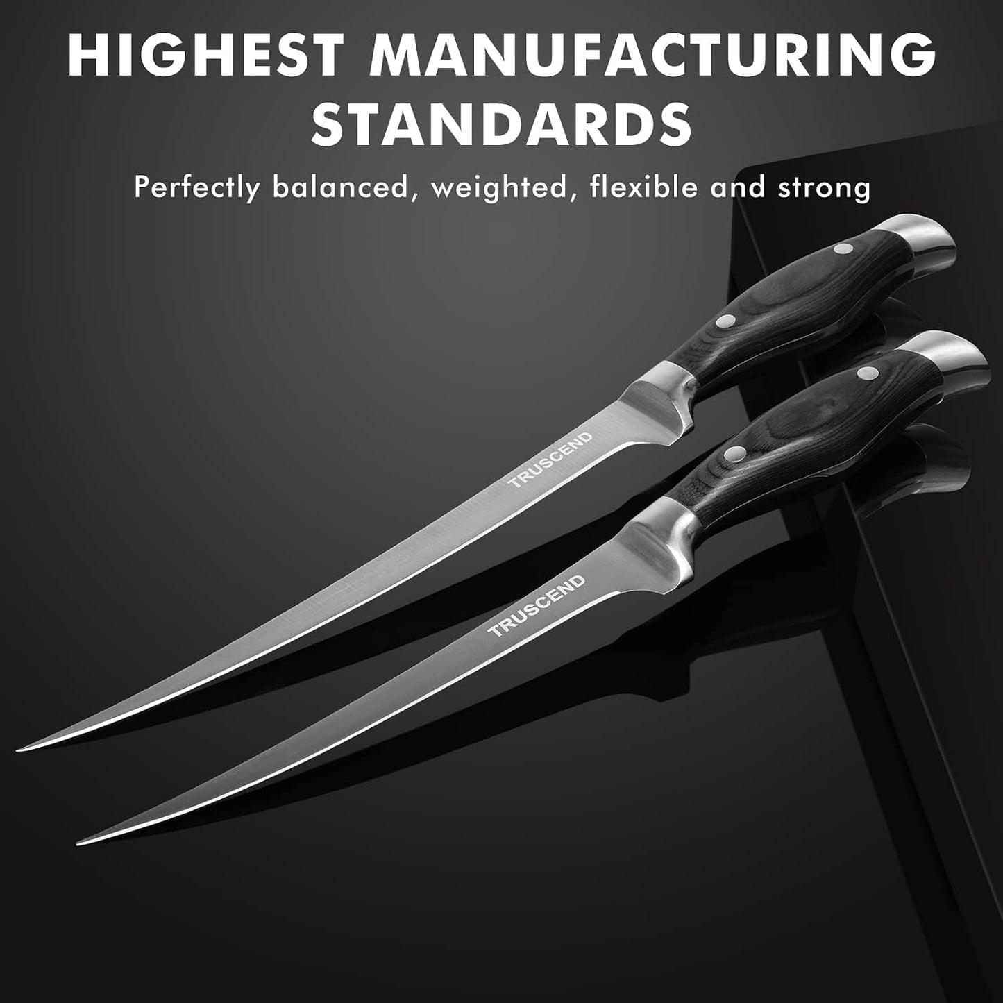 Boning Knife with Protective Sheath, Razor Sharp Stainless Steel Chef Knives for Boning Filleting Trimming Skinning, Kitchen Cutlery with Ergonomic Anti-slip Handle
