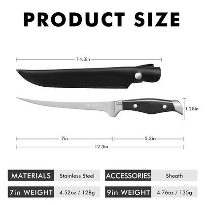 Boning Knife with Protective Sheath, Razor Sharp Stainless Steel Chef Knives for Boning Filleting Trimming Skinning, Kitchen Cutlery with Ergonomic Anti-slip Handle