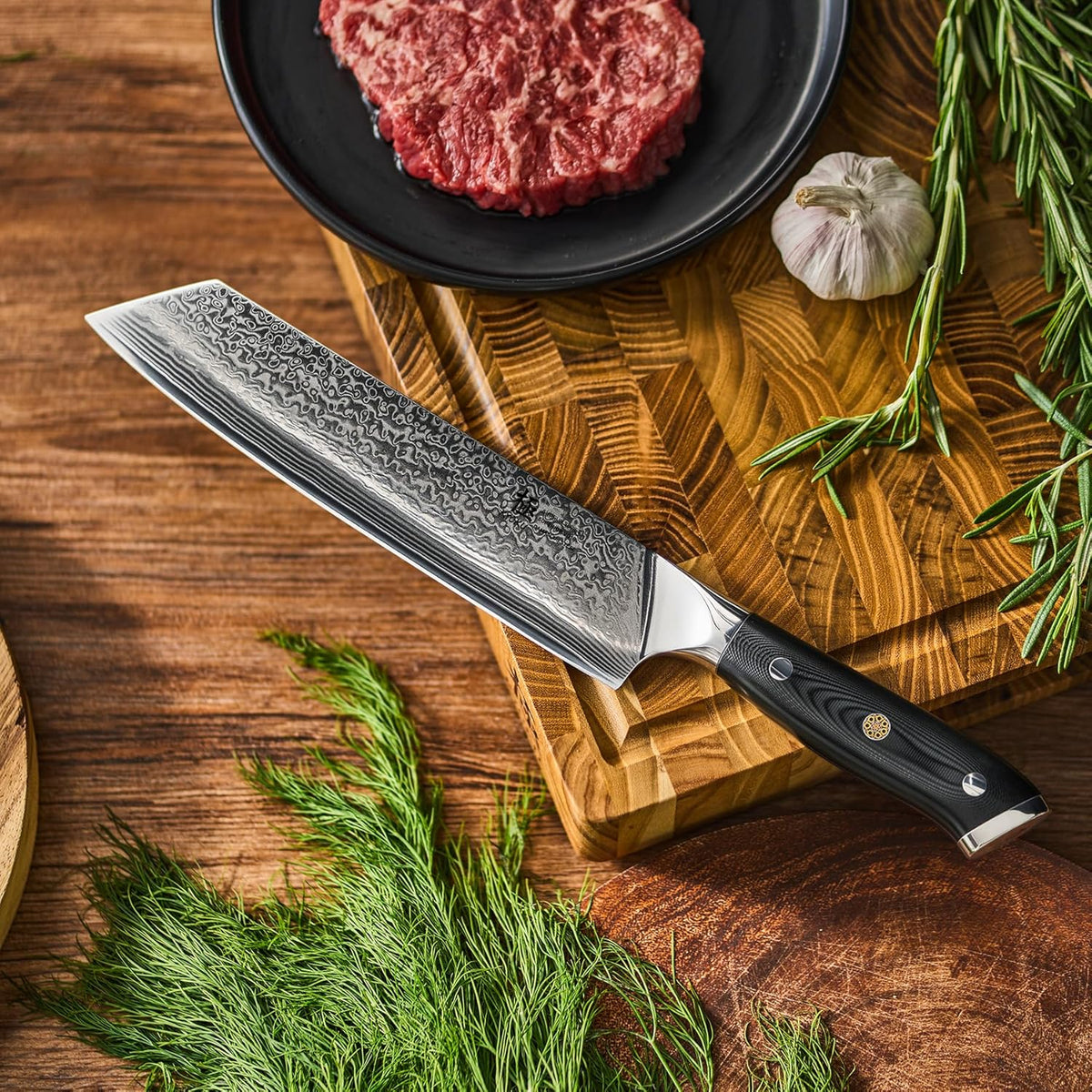 Chef Knife - 8"- Shogun Series Japanese Style VG10 Steel Core Hammered Damascus Blade Kitchen Knife - with Sheath & Case