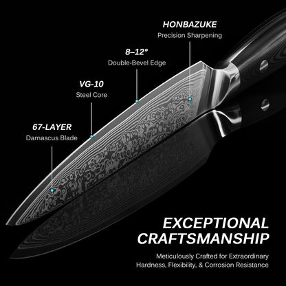 Chef Knife - 8"- Shogun Series Japanese Style VG10 Steel Core Hammered Damascus Blade Kitchen Knife - with Sheath & Case
