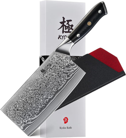 Chef Knife - 8"- Shogun Series Japanese Style VG10 Steel Core Hammered Damascus Blade Kitchen Knife - with Sheath & Case