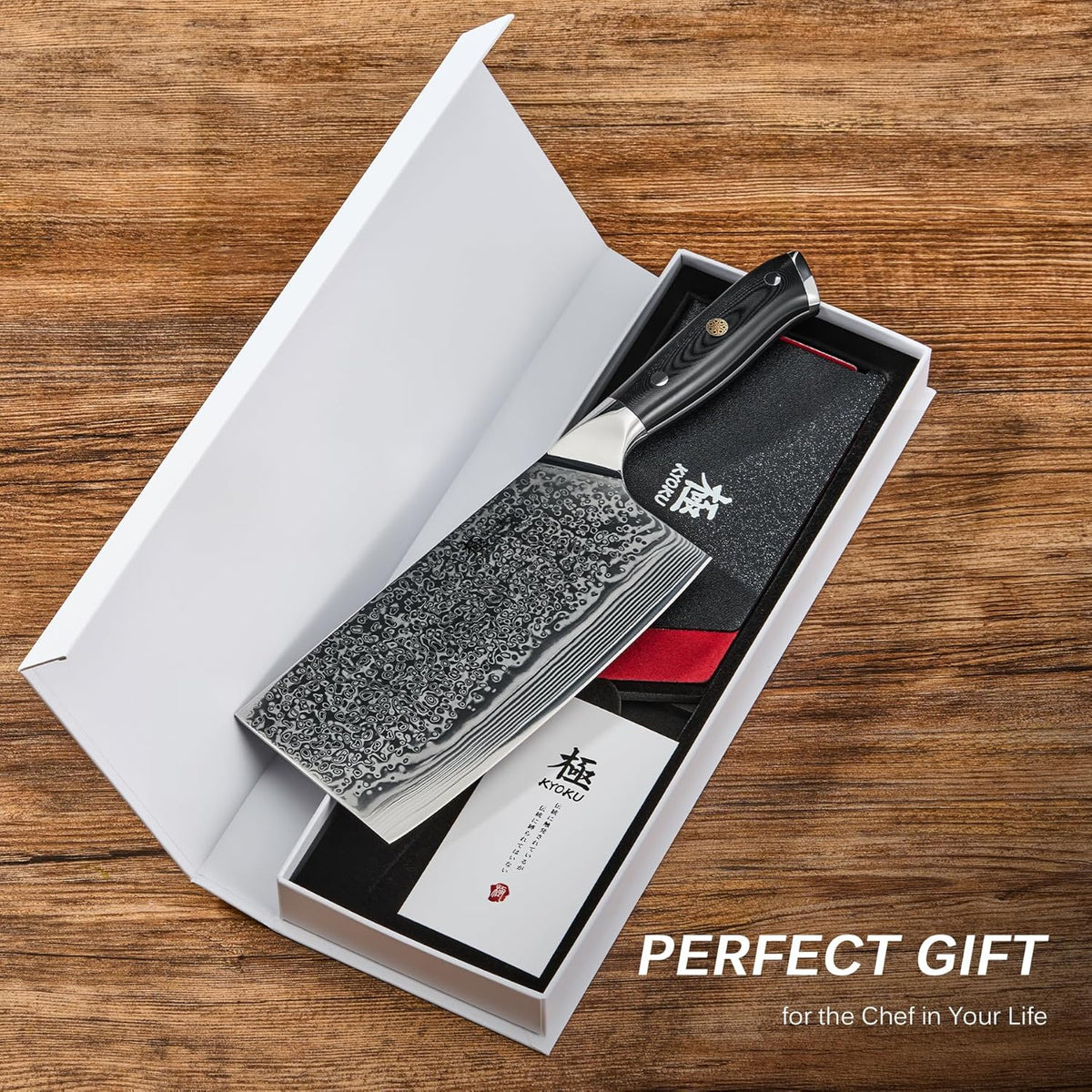 Chef Knife - 8"- Shogun Series Japanese Style VG10 Steel Core Hammered Damascus Blade Kitchen Knife - with Sheath & Case