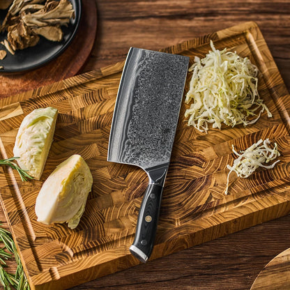 Chef Knife - 8"- Shogun Series Japanese Style VG10 Steel Core Hammered Damascus Blade Kitchen Knife - with Sheath & Case