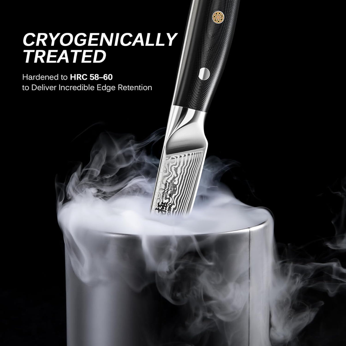 Chef Knife - 8"- Shogun Series Japanese Style VG10 Steel Core Hammered Damascus Blade Kitchen Knife - with Sheath & Case
