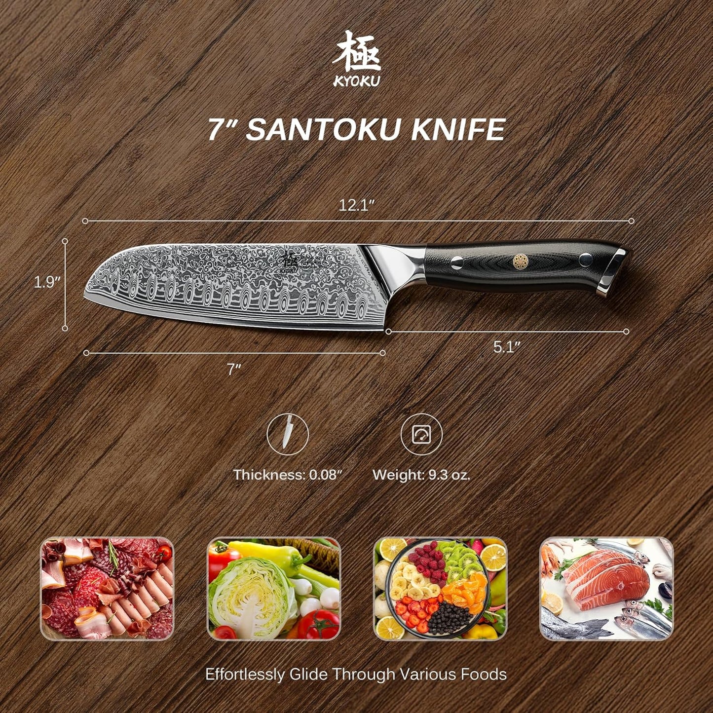 Chef Knife - 8"- Shogun Series Japanese Style VG10 Steel Core Hammered Damascus Blade Kitchen Knife - with Sheath & Case