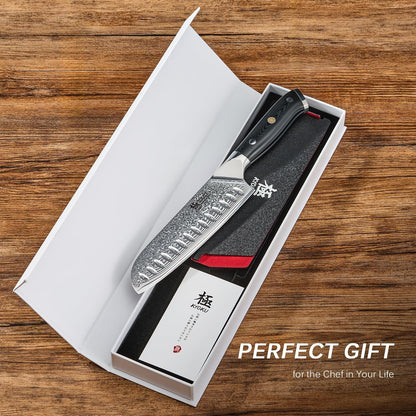 Chef Knife - 8"- Shogun Series Japanese Style VG10 Steel Core Hammered Damascus Blade Kitchen Knife - with Sheath & Case