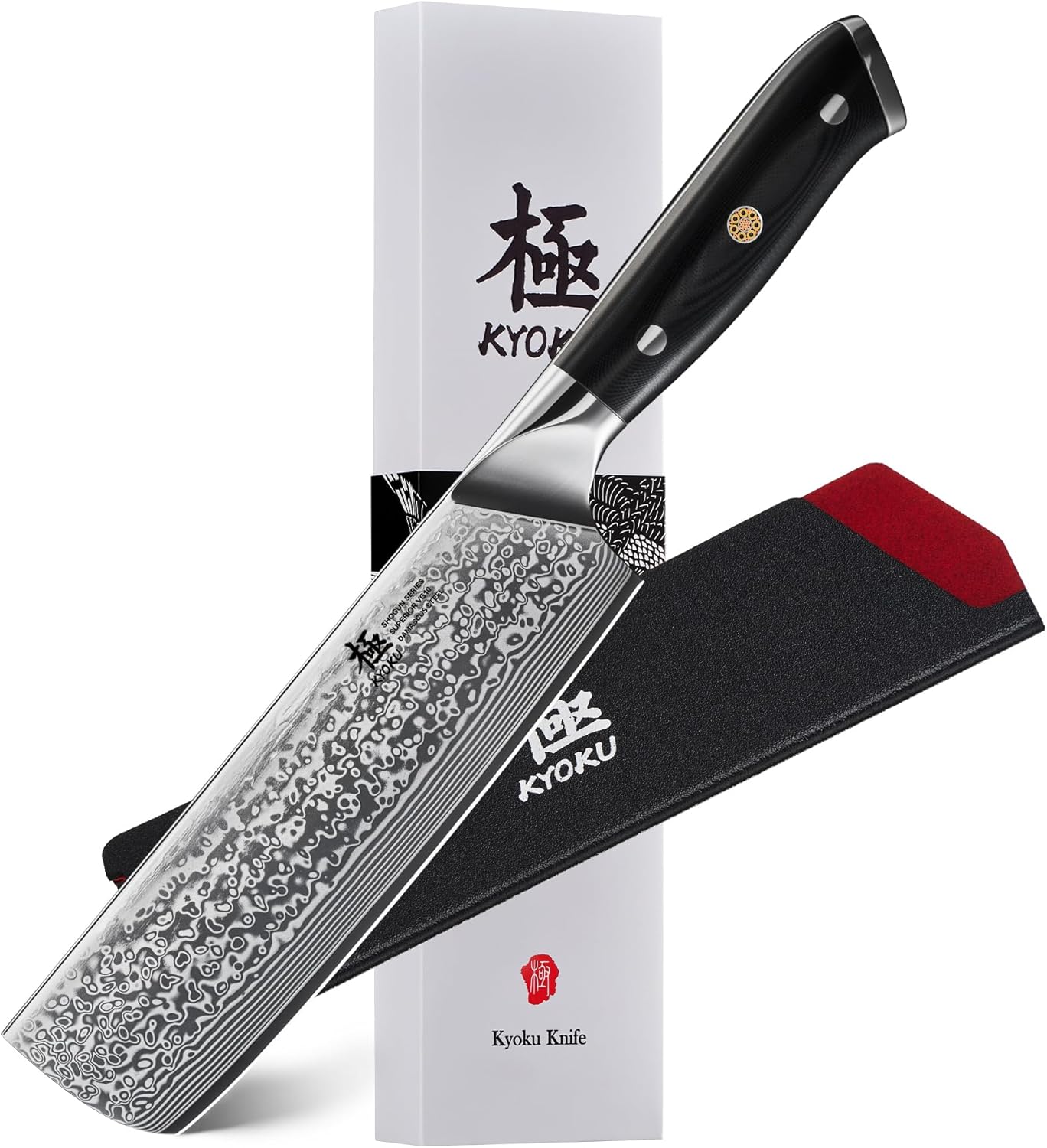 Chef Knife - 8"- Shogun Series Japanese Style VG10 Steel Core Hammered Damascus Blade Kitchen Knife - with Sheath & Case