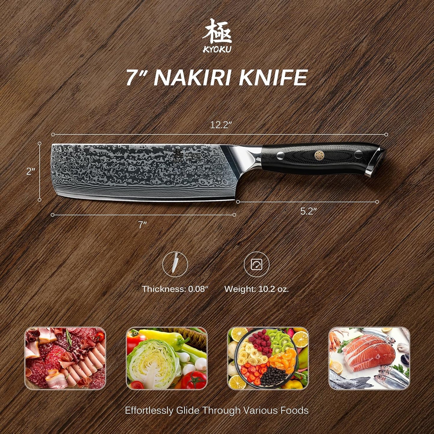 Chef Knife - 8"- Shogun Series Japanese Style VG10 Steel Core Hammered Damascus Blade Kitchen Knife - with Sheath & Case