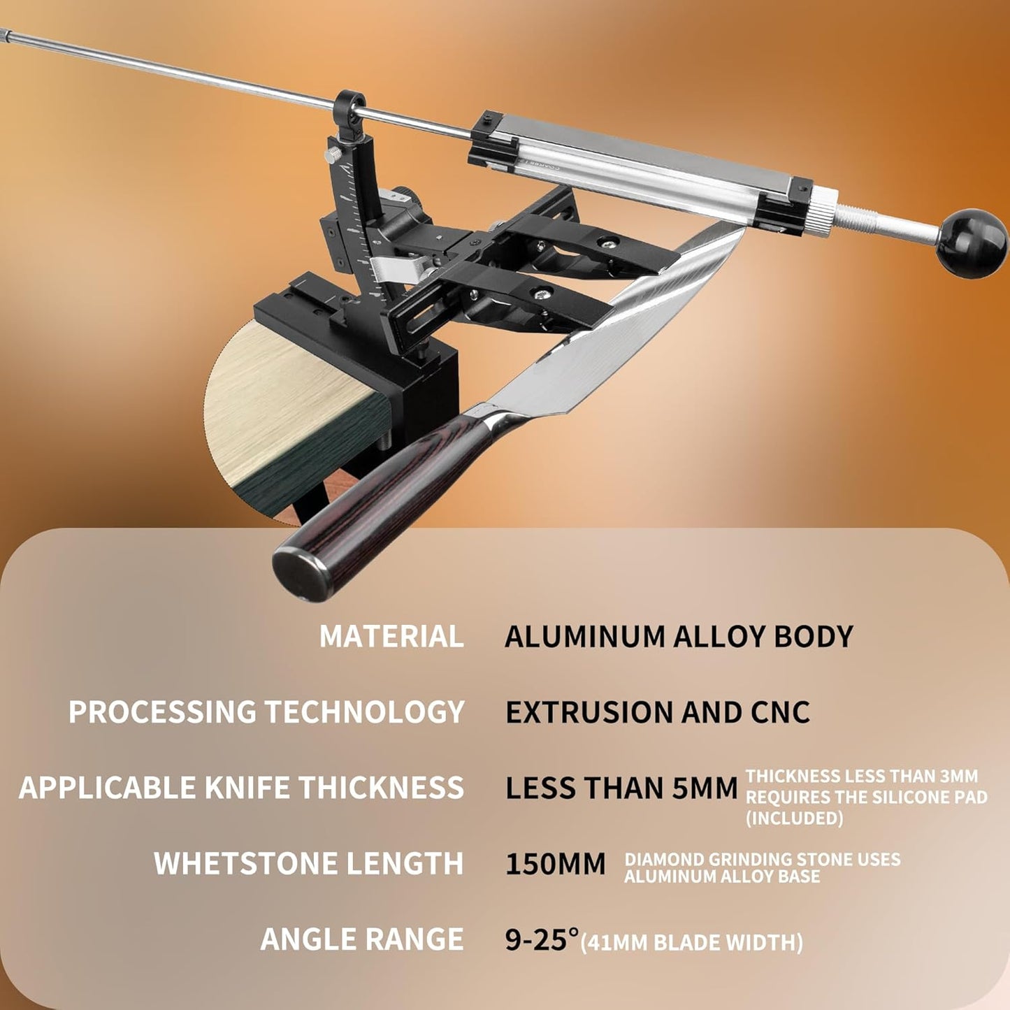 CWOVRS Knife Sharpening System, Precision Adjust Knife Sharpener 9–25°, CNC Aluminium, Dual Knife-Clip Knife Sharpening Kit W/ 360° Flip, 2-Sided Stone Clamp, 6 Stones Kit for Chef Kitchen Knives