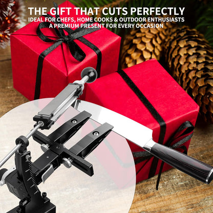 CWOVRS Knife Sharpening System, Precision Adjust Knife Sharpener 9–25°, CNC Aluminium, Dual Knife-Clip Knife Sharpening Kit W/ 360° Flip, 2-Sided Stone Clamp, 6 Stones Kit for Chef Kitchen Knives