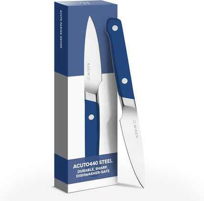 3.5‑Inch Paring Knife 2.0 - AICHI ACUTO440 High‑Carbon Stainless Steel, Rust‑Proof Blade - Ergonomic Spine, Precision Peeling, Trimming, and Slicing - Lightweight & Versatile - Black
