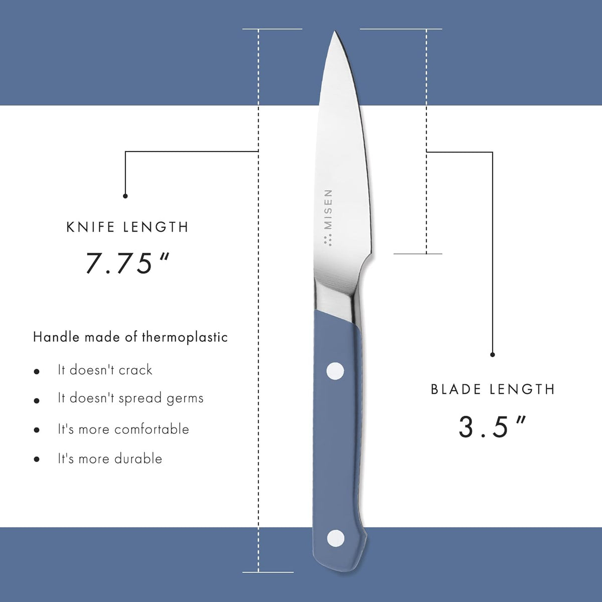 3.5‑Inch Paring Knife 2.0 - AICHI ACUTO440 High‑Carbon Stainless Steel, Rust‑Proof Blade - Ergonomic Spine, Precision Peeling, Trimming, and Slicing - Lightweight & Versatile - Black