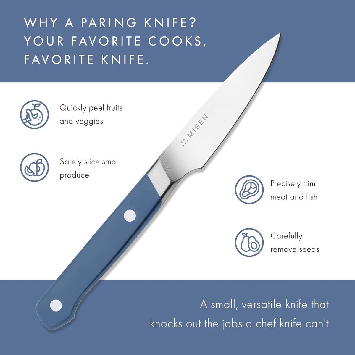 3.5‑Inch Paring Knife 2.0 - AICHI ACUTO440 High‑Carbon Stainless Steel, Rust‑Proof Blade - Ergonomic Spine, Precision Peeling, Trimming, and Slicing - Lightweight & Versatile - Black