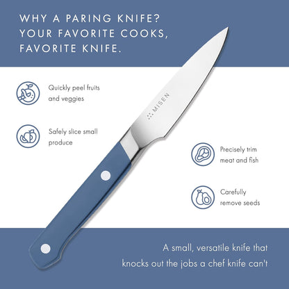 3.5‑Inch Paring Knife 2.0 - AICHI ACUTO440 High‑Carbon Stainless Steel, Rust‑Proof Blade - Ergonomic Spine, Precision Peeling, Trimming, and Slicing - Lightweight & Versatile - Black