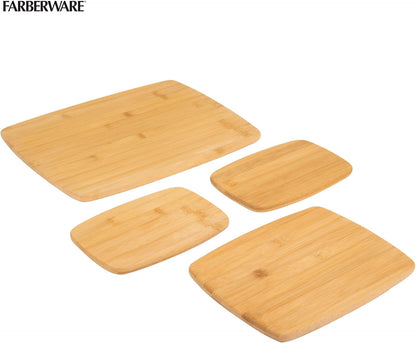 3-Piece Wood Cutting Board Set, Reversible Chopping Boards for Meal Prep and Serving, Charcuterie Boards, Wooden Cutting Boards with Built-in Handles, Set of 3 Assorted Sizes, Bamboo
