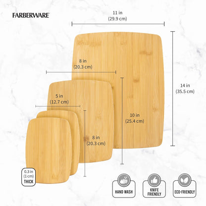 3-Piece Wood Cutting Board Set, Reversible Chopping Boards for Meal Prep and Serving, Charcuterie Boards, Wooden Cutting Boards with Built-in Handles, Set of 3 Assorted Sizes, Bamboo