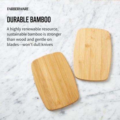 3-Piece Wood Cutting Board Set, Reversible Chopping Boards for Meal Prep and Serving, Charcuterie Boards, Wooden Cutting Boards with Built-in Handles, Set of 3 Assorted Sizes, Bamboo