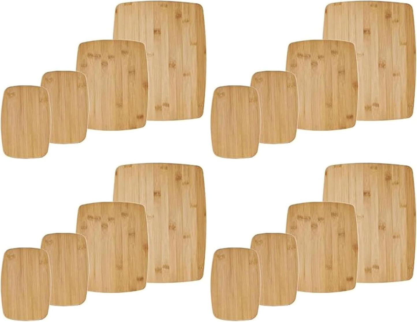 3-Piece Wood Cutting Board Set, Reversible Chopping Boards for Meal Prep and Serving, Charcuterie Boards, Wooden Cutting Boards with Built-in Handles, Set of 3 Assorted Sizes, Bamboo